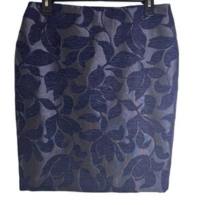 Ann Taylor Women’s Navy Blue/Gray Floral Pattern Pencil Skirt Sz 8P